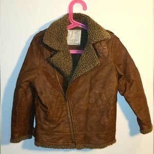 Zara brown aviator jacket size 6 or 116 cm Bikercore
